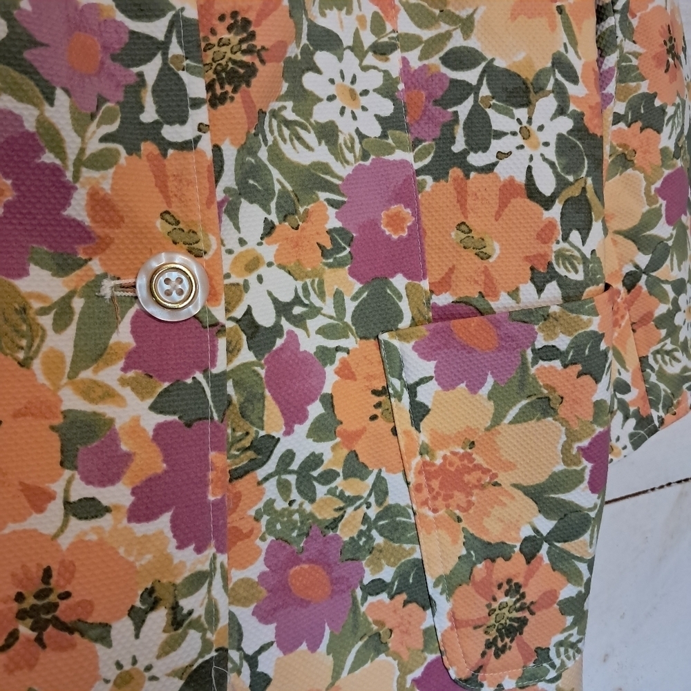 Jaclyn Smith Cotton Floral print Lined 3/4 Sleeve Jacket Size 14 - Picture 3 of 7